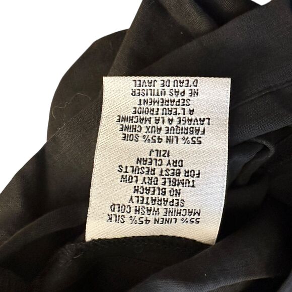 Eileen Fisher Black Silk and Linen Straight Leg Pants with Pockets Size S - Picture 7 of 8